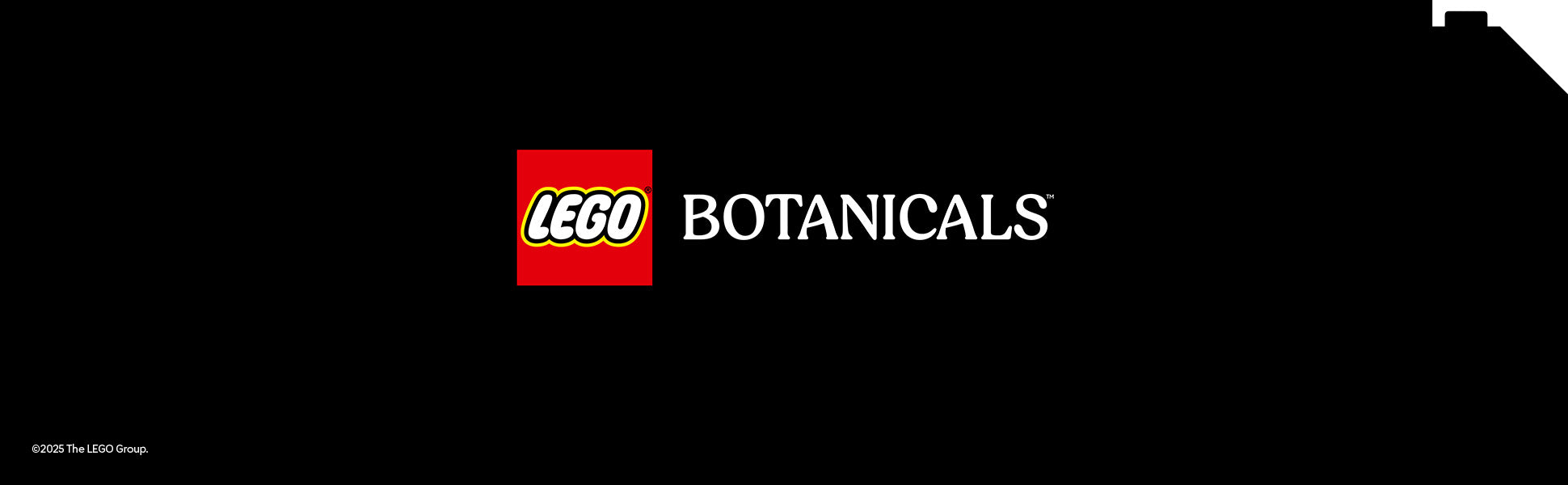 Banner LEGO® Botanicals schwarzer Hintergrund mit rotem Logo