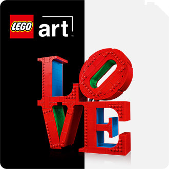 Button LEGO® Art mit LOVE Zeichen