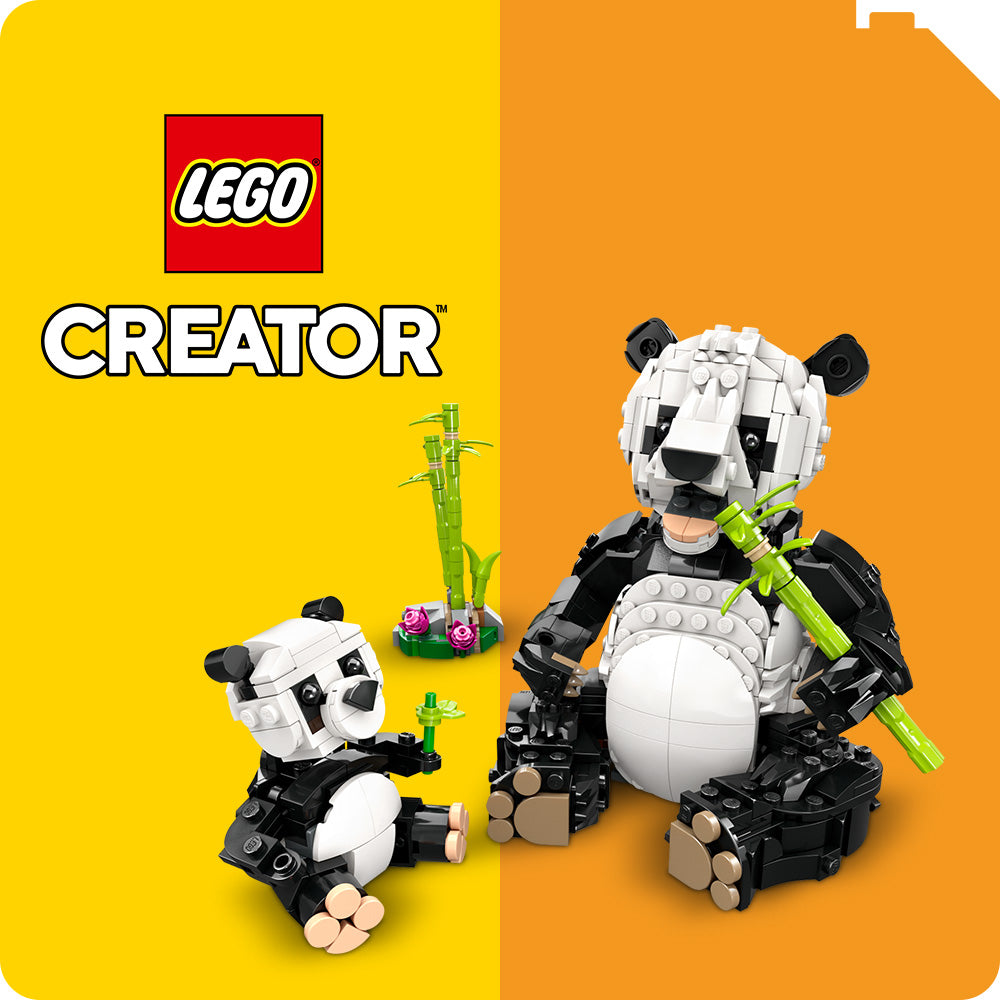 Butto LEGO® Creator gelb oranger Hintergrund mit Pandas