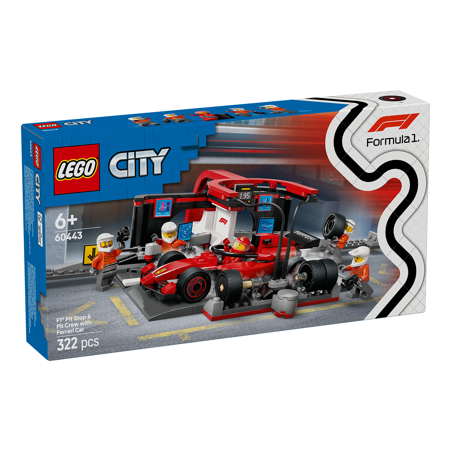 LEGO® Set 60443 F1® Boxenstopp mit Boxencrew und Ferrari Flitzer
