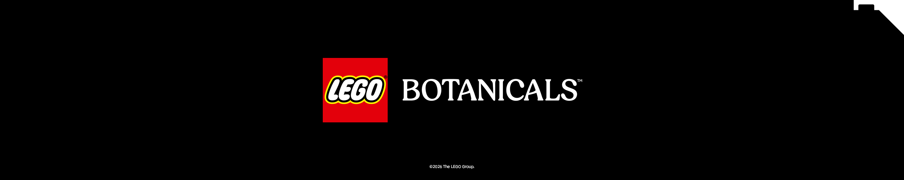 Banner LEGO® Botanicals schwarzer Hintergrund mit rotem Logo
