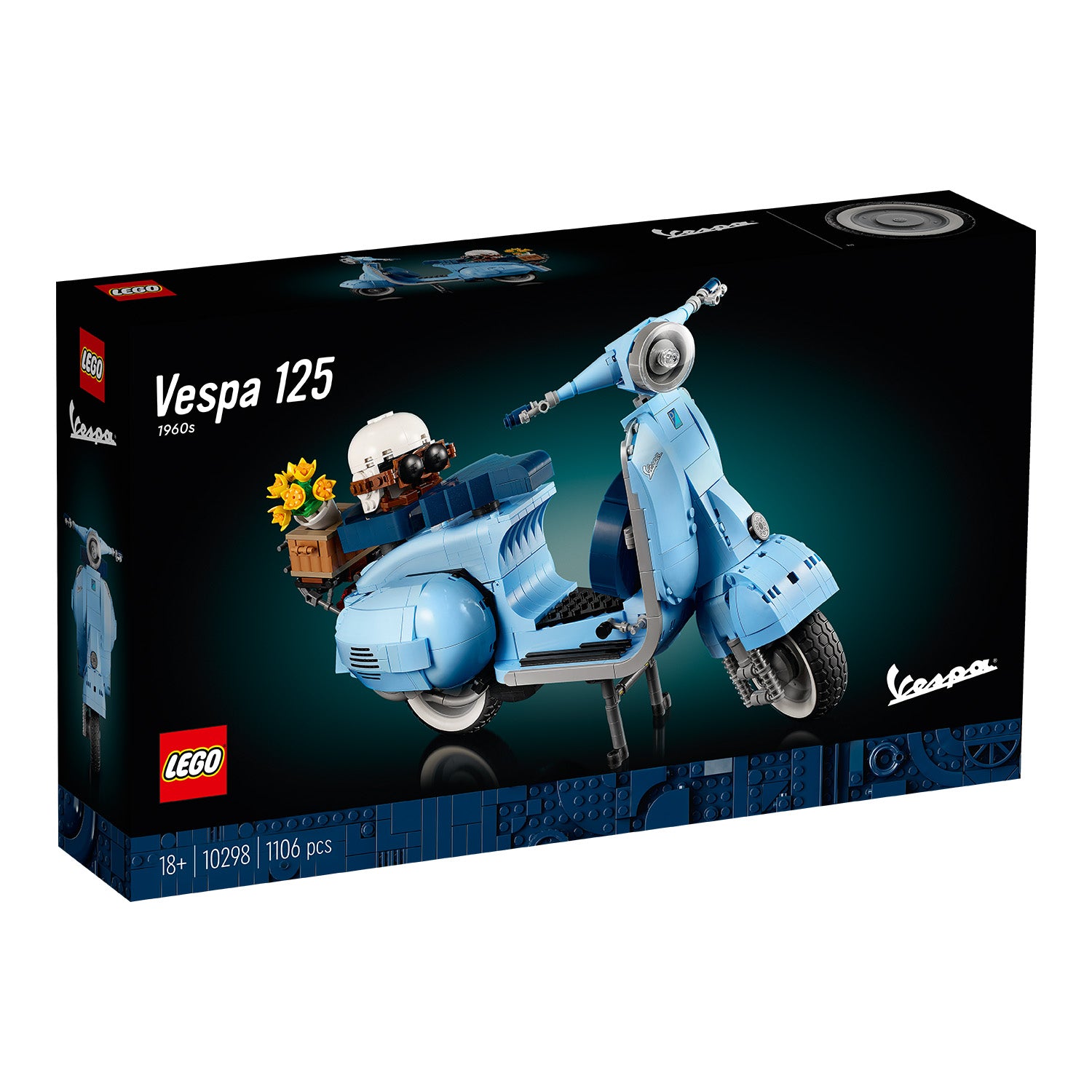 Kartonansicht von vorn LEGO Set 10298 VESPA Motorroller