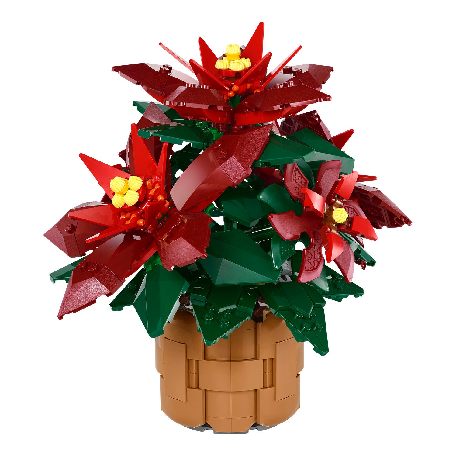 roter Weihnachtsstern aus LEGO Teilen im Topf