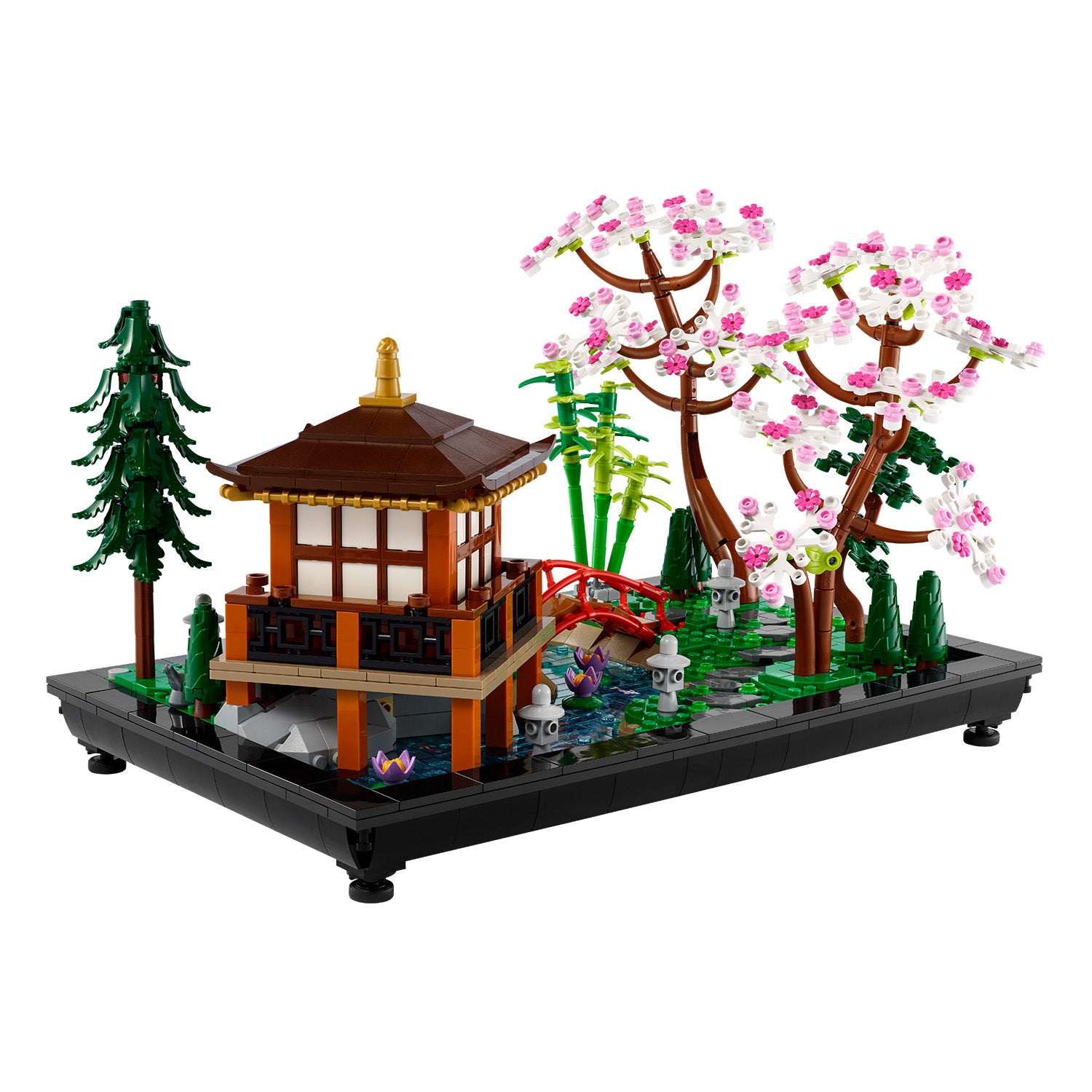 Zen Garten mit Häuschen und Bachlauf aus LEGO Teilen