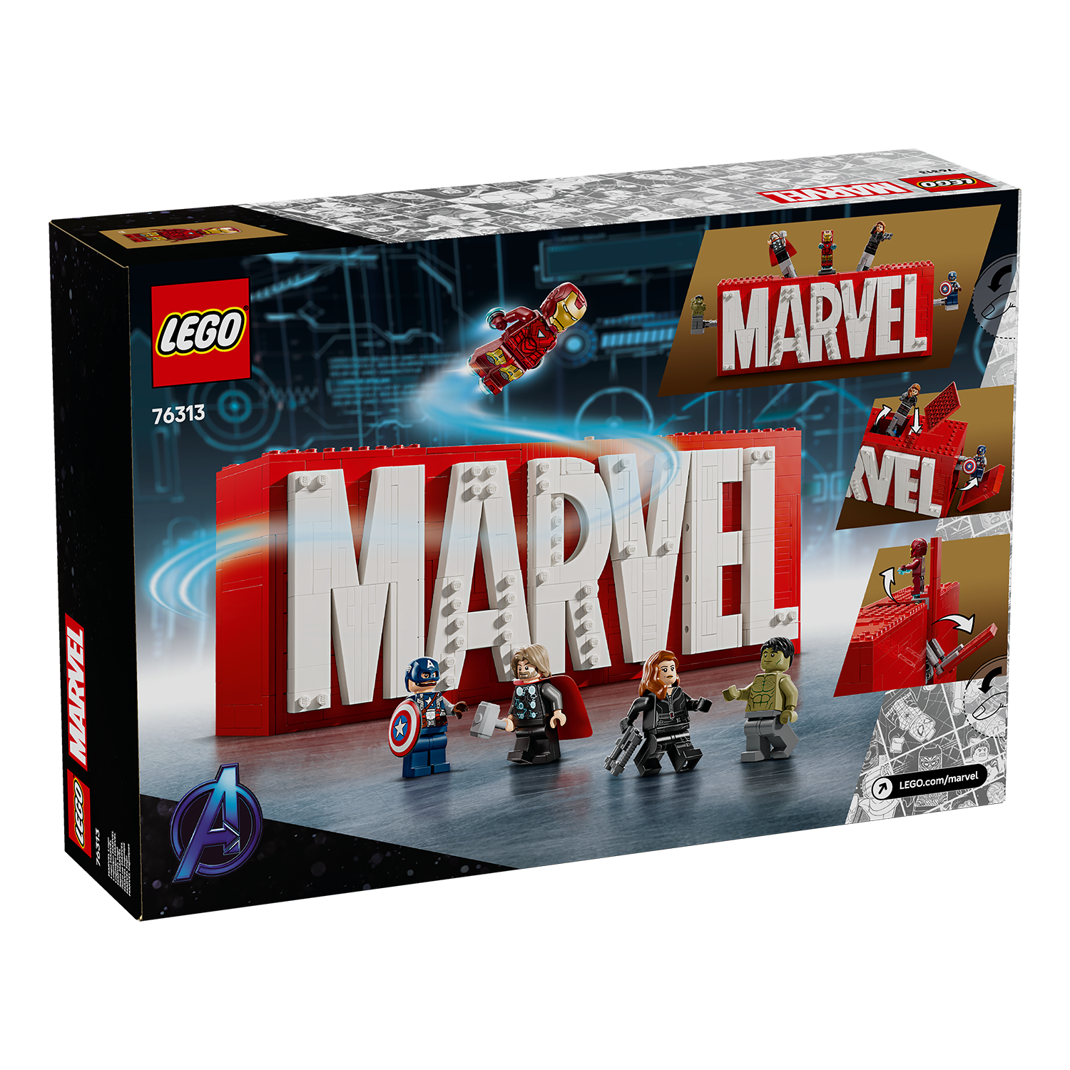 76313 MARVEL Logo & Minifiguren